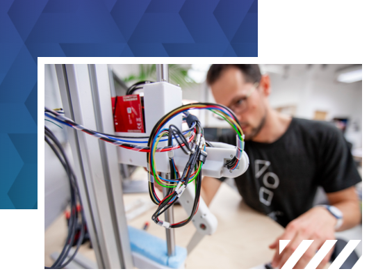 student working with wires